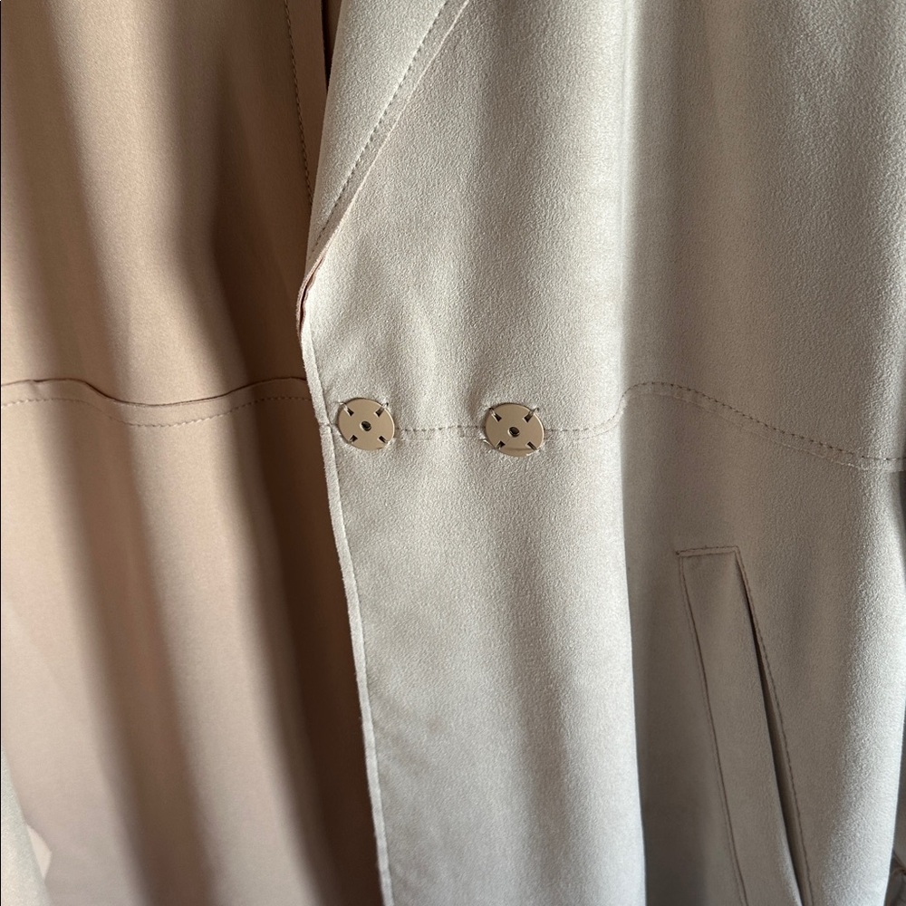 Zara Beige Beige Faux Suede Trench Coat Size Small - Picture 9 of 13